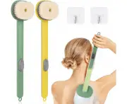 2 Pack Back Scrubber for Shower, Long Handled Shower Brush with Soap Dispenser, Exfoliating Body Scrubber for Wet or Dry Brushing（Yellow & Green）
