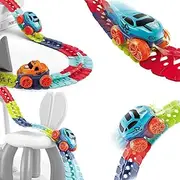 Fime.Living Zero Gravity Car Track Set Race Toys for Boys Kids with LED Light-Up Car,Flexible Changeable Magic 3+Year Old (291 Pcs Flexible Rail & Electric Car Set)