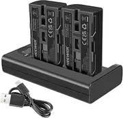 Neewer NP-F550 Battery Charger Set for Sony NP-F970 F750 F960 F530 F570 CCD-SC55 TR516 TR716 and More (2-Pack 2600 mAh Replacement Camera Batteries, Micro USB and Type-C Input Dual Charger)
