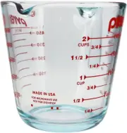 Pyrex 2-Cup Glass Measuring Cup with Red Graphics - BPA-Free, Dishwasher Safe