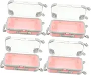 [Operitacx] 4pcs Box Mini Storage Box Make up Suitcase Makeup Artist Case Eyelash Travel Case Make up Traveling Case Portable Cosmetics Storage Makeup Travel Case Hand Luggage Pink Abs