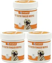 LOGANZ Dog Teeth Cleaning Wipes for Dogs & Cats 150 Counts, Dog Tooth Brushing Kit Puppy Dog Dentals Wipes Remove Bad Breath, Finger Wipes for Pet Teeth Cleaning