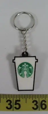 New Genuine Starbucks Keychain White with Black Outline To Go Cup w/ Green Logo