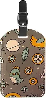 [GIAPB] 1Pcs Luggage Tag PU Leahter Travel Tags,Travel Bag Labels Suitcase Baggage Bag Tags,Bird Flower Universe
