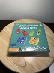 Wooden Expressions Matching Block Puzzles Building Cubes Toy for Kids Education