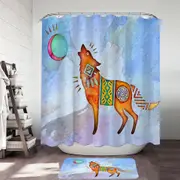 Native American Wild Animal Art Painted Wolf Shower Curtain