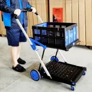 Heavy Duty Foldable Shopping Cart Utility Trolley Multiple Uses Cart With Basket