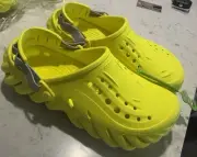 Crocs Echo (Mens 9) Yellow Reflective Backstrap Slip On Clogs Shoes Slides New