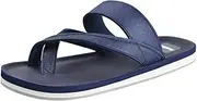[Harssidanzar] Flip Flops for Men, Classic String Footbed Sandals, Lightweight Beach Sandals, KM236EU, navy, 9.5 AU
