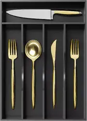 Greenual Black Silverware Organizer 10 In Utensil Organizer Silverware Tray for
