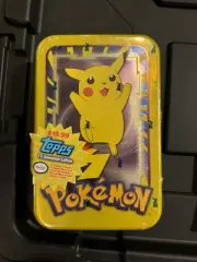 Topps Pokemon Cards Set 7 Packs TV Animation Edition Pikachu Tin Sealed 1999