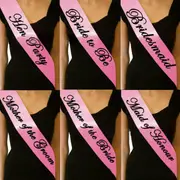 Mother Of Bride Pink With Black Satin Bride Sash Bachelorette Sashes Bridal Shower Hen Night Wedding PARTY 10col