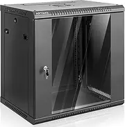 12U Wall Mount Rack Server Cabinet with Visual Glass Door, Home Network Cabinet with Locks, Cooling Fun, Server Rack for IT Equipment, A/V Devices, Office (12U)