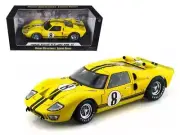 1966 Ford GT-40 MK II #8 Yellow with Black Stripes 1/18 Diecast Model Car by She