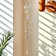WOMHOPE Sun Catcher Crystals Hanging Rainbow Maker for Windows Garden Suncatchers Crystal Prisms Boho Spiral Hummingbird Wind Chimes (Light Purple)