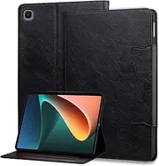 [Rosbtib] Case for Samsung Galaxy Tab S6 Lite 10.4 2024/2022/2020, PU Leather Protective Case with Stand Function, Card Slot, Magnetic Clip with Cat Ear Graphic, Galaxy Tab S6 Lite, Black