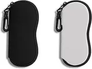 [Hion] Sunglasses Soft Case Ultra Light Neoprene Zipper Eyeglass Case With Belt Clip