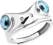 [BESTYASH] Fashion Ring Frog Eye Ring Frog Open Rings Jewelry Sterling Silver Rings for Men Girl Frog Ring Aesthetic Rings Girls Rings Adjustable Open Ring for Mushroom Miss Alloy Vintage