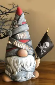 Ceramic Bisque~ Ready to Paint~LRG Mummy Gnome Lights Up~electric&Flag included