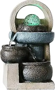 Christmas Gift Landscape Fountain, Water Fountains Soothing Sound Relaxation Meditation Tabletop Fountain with Rolling Ball Ornaments Present