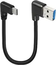 GELRHONR Short Right Angle USB Type C Cable, 90 Degree 18W Fast Charging USB A to USB C Cable (Black-Right-0.25M)