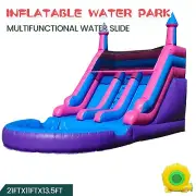 6.4m Commercial PVC Inflatable Double Water Slide With Splash Pool &1100W Blower