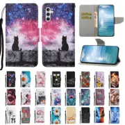 Fr Samsung Galaxy A05S A04S A15 A25 A55 A35 A24 Painted Leather Flip Wallet Case