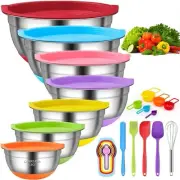 Mixing Bowls with Lids Set, Plastic Mixing Bowls with Airtight Lids, Nesting Mix