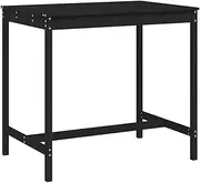 vidaXL Rectangular Garden Table for Outdoor Use - Scandinavian Style, Solid Pine Wood, Black Color, Stable and Rustic Design, Dimensions: 121x82.5x110 cm