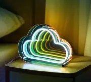 Fariita Infinity Cloud Neon Sign Light Up Infinity Mirror Double-Layer Acryli...