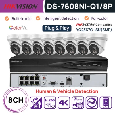 Hikvision 8CH 4K NVR 6MP ColorVu IP Camera CCTV Security System 2-way Audio PoE