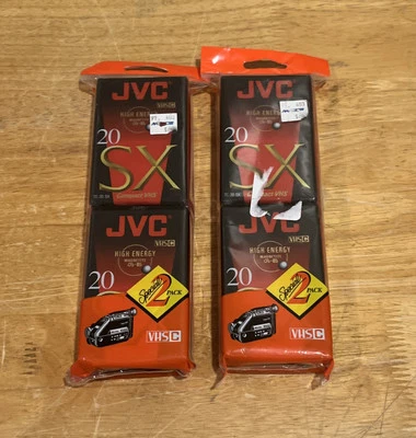 2 Packs New, Sealed JVC High Energy Magnetite *20 SX* Blank VHS Tapes 4 Total