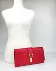 New YSL Saint-Laurent Paris "Classic Y" Red Leather Large Clutch 311213 6416