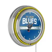 St. Louis Blues Yellow Logo Lighted Analog Neon Clock