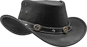 [HADZAM] Showerproof Leather Cowboy hat | Western Hat for rain | Durable Leather Hats for Men | Outback hat