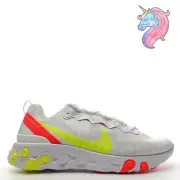 Nike React Element 55 Mens Size 10 White Volt Crimson Sneakers CJ0782 100 New