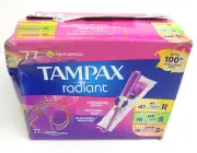 Tampax Radiant Tampons Trio Variety Pack, Unscented, 77 Count