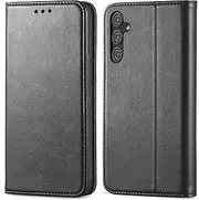 FORZARMOR for Samsung Galaxy S24 FE 5G (6.7 Inch) Case, Wallet Cover PU Leather Pockets Shockproof Magnetic Flip Kickstand Card Holder (for S24 FE, Black)