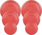 Pyrex Round Storage Cover, Replacement Lids for Glass Bowl, 2 (6/7) Cup Red...