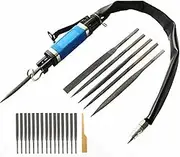 Air Reciprocating File Body Saw, Pneumatic Grinding Tool Reciprocating Machine, Air Body Saw File, for DIY Wood Metal Cutting with 20 Files and 1 Saw Blades (Stroke Length: 5mm)