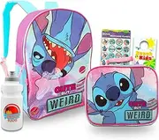 Disney Lilo and Stitch Backpack with Lunch Bag Set - Bundle with Stitch Backpack, Stitch Lunch Box, Water Bottle, Stickers, More | Stitch School Backpack for Girls, Stitch Backpack for Girls, Lilo &