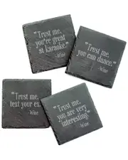 Susquehanna Glass Set of 4 Trust Me Assortment Slate Coasters