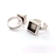 Ring Blank Setting Hammered Base Bezel inlay Backs Glass Cabochon G16077