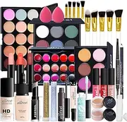 Professional Makeup Set,MKNZOME Cosmetic Starter Kit With Storage Bag Portable Travel Make Up Palette Birthday Xmas Gift Set Full Sizes Eyeshadow Face Powder Lip Gloss for Teenage & Adults (19 pcs,type A)