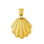 14K Gold 18 MM Scallop Shell Pendant
