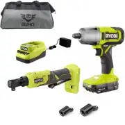 Impact Wrench and Ratchet Accessory Bundle - Cordless 1/2 inch Impact Wrench ...
