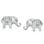 Sterling Silver Cubic Zirconia Elephant Stud Earrings
