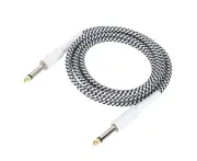 Instrument Cable 6.35Mm Male Jack Stereo Audio Interconnect Cord For Electric Guitar Bass Keyboard Mixer Speakerwhite 6.35Mm Plug 3 M / 9.8Ft