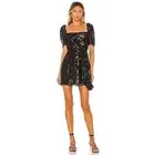HOUSE OF HARLOW 1960 x REVOLVE Puff Sleeve Square Neck Metallic Mini Dress Small