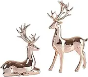 Sculpture Decor Two Piece Set of Elk TV Cabinet Decoration, Light Luxury Home Decor, Living Room Electroplating Process, Wine Cabinet Decoration Tabletop Decorative(Rose Gold)